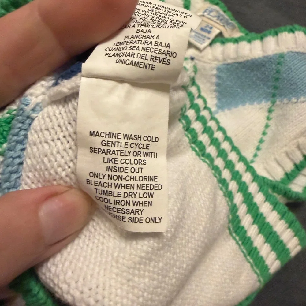 The Childrens Place Boys Argyle Sweater Vest Green Blue White 24 Months Cotton‎